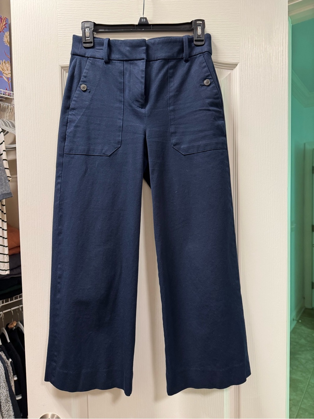 J.Crew Wide Leg Navy Crop Pants, Women’s 2